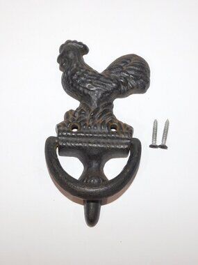 Rustic Rooster Chicken Cast Iron heavy Doorknocker 6" x 3.5"
